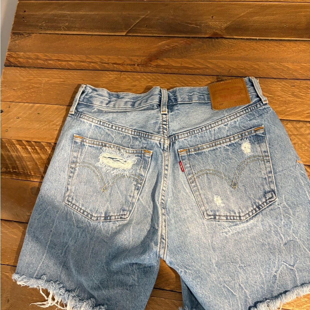Levi's Light Blue Distressed Denim Shorts